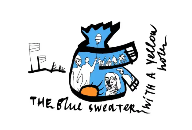 Blue Sweater with a Yellow Hole